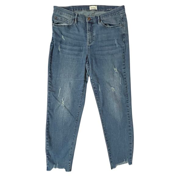 Nicole Miller (12) Soho High Rise Ankle Skinny Jeans Mid Wash Distressed Raw Hem - Picture 9 of 12